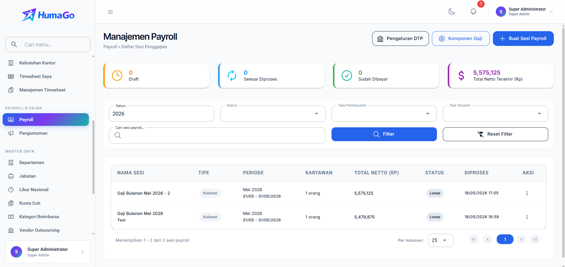 Manajemen payroll HumaGo